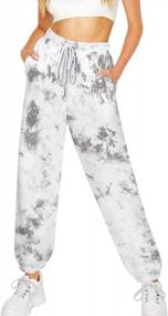 img 4 attached to QINSEN Women Tie Dye Sweatpants High Waist Drawstring Workout Jogger Lounge Pants