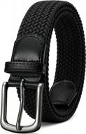 black stretch braided casual elastic men's accessories logo