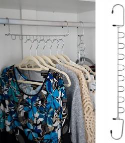 img 4 attached to KLEVERISE 4-Pack Stainless Steel Space-Saving Hangers With 8 Slots - Magic Cascading Hangers For Closet Organization And Clothes Storage - O-Type Design To Maximize Space