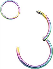 img 2 attached to Premium FANSING Hinged Nose Rings Hoop Made With 316L Surgical Steel In 20G To 6G Sizes With Diameter Range Of 5Mm To 22Mm, Available In Gold, Rose Gold, Silver, Black, Blue, And Rainbow Colors