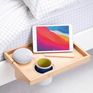 upgrade your bedside storage with bedshelfie wood - the original bedside shelf with deep cupholder and clip-on table tray (college dorm room essentials) logo