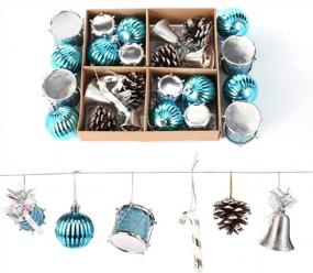 img 1 attached to Spruce Up Your Christmas Tree With TWBB'S 27Ct Blue & Silver Christmas Balls Ornaments Set With Box & Christmas Bell!