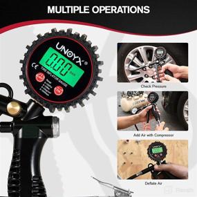 img 1 attached to 🚴 UNOYX Digital Tire Pressure Gauge: 150PSI Tire Inflator & Heavy Duty Air Chuck with Gauge for Car, Bike, RV, Truck, Motorcycle - Professional Accuracy
