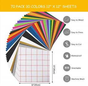 img 3 attached to 70 Pack 12”X12” Permanent Craft Adhesive Vinyl Sheets HTV, FALIDI 30 Assorted Colors With Transfer Tape And Felt Scraper