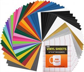 img 4 attached to 70 Pack 12”X12” Permanent Craft Adhesive Vinyl Sheets HTV, FALIDI 30 Assorted Colors With Transfer Tape And Felt Scraper