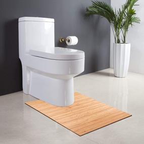 img 4 attached to Нескользящий коврик для туалета из натурального бамбука, U-образный ковер с многопанельной полосой, складная рулонная нескользящая ткань для использования в помещении