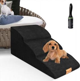 img 4 attached to Topmart High Density Foam Dog Ramp & Steps: Ideal 3 Tier Solution For Elderly, Injured, Or Joint Pain Pets - Non-Slip & Soft For Cats And Dogs - Black