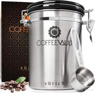 ☕ large stainless steel coffee storage canister with scoop and co2 valve - airtight coffee bean container for freshness - 1lb capacity - zurich логотип