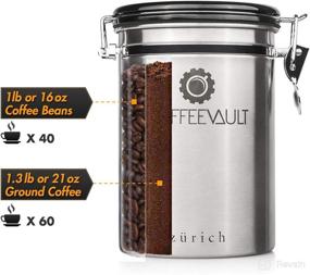 img 2 attached to ☕ Large Stainless Steel Coffee Storage Canister with Scoop and CO2 Valve - Airtight Coffee Bean Container for Freshness - 1lb Capacity - Zurich