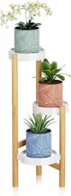 img 4 attached to 3 Tier Bamboo Plant Stand Indoor, Small Corner Plant Holder Modern Style Tall Display Rack Home Hallway Balcony