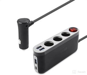 img 4 attached to 🚗 Cable Matters Car Cigarette Lighter Splitter with USB C, 3X USB Charging Ports, On/Off Switch, PD, QC3.0, LED Display - Mounting Stickers Included