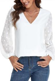 img 4 attached to Chic And Comfortable GOORY Swiss Dot Blouses With Lantern Sleeves For Women
