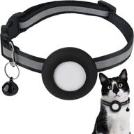 🐱 reflective nylon cat collar with silicone waterproof airtag holder case - petizer airtag compatible, breakaway safety buckle with bell, for cats and puppies logo