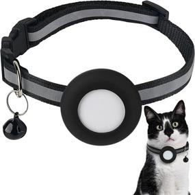 img 4 attached to 🐱 Reflective Nylon Cat Collar with Silicone Waterproof Airtag Holder Case - PETIZER Airtag Compatible, Breakaway Safety Buckle with Bell, for Cats and Puppies