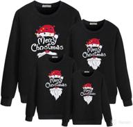 🎅 family matching christmas sweater set: santa graphic long sleeve pullovers for kids, mama, and dad logo