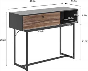 img 3 attached to Sogesfurniture Console Table W/ Flip Door Drawer: Perfect For Entryway, Living Room & Hallway - Black & Walnut