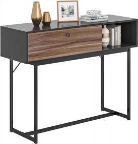 img 1 attached to Sogesfurniture Console Table W/ Flip Door Drawer: Perfect For Entryway, Living Room & Hallway - Black & Walnut