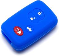 silicone remote key case cover 4 buttons fob holder for toyota land cruiser, highlander, crown, prado, 4runner, camry, venza, avalon, prius - blue with red button логотип