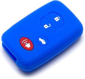 img 2 attached to Silicone Remote Key Case Cover 4 Buttons Fob Holder for Toyota Land Cruiser, Highlander, Crown, Prado, 4Runner, Camry, Venza, Avalon, Prius - Blue with Red Button