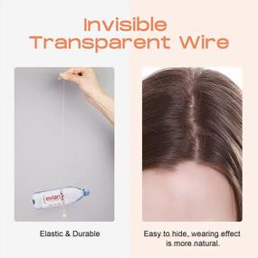 img 1 attached to Invisible Wire Hair Extensions - Long Wavy Synthetic Hairpiece With Removable Clips And Adjustable Headband For Women