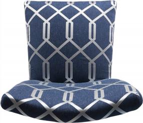 img 2 attached to Upgrade Your Dining Space With HomePop Parsons Classic Navy Blue And Lattice Cream Upholstered Chairs (Set Of 2)