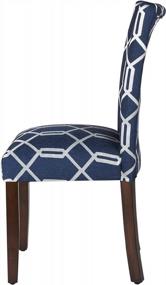 img 3 attached to Upgrade Your Dining Space With HomePop Parsons Classic Navy Blue And Lattice Cream Upholstered Chairs (Set Of 2)
