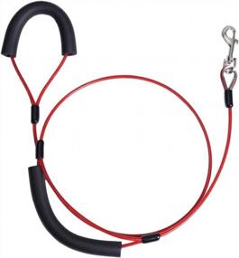 img 4 attached to Medium Dog Tie-Out Leash - 5Ft Coated Steel Cable With Soft Padded Handle For Ultimate Control | AMOFY Dog Leashes
