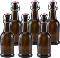 пивные бутылки ilyapa из янтарного стекла на 16 унций для домашнего пивоварения - 6 упаковок с герметичными откидными крышками с резиновым уплотнением логотип
