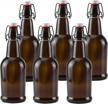 ilyapa 16oz amber glass beer bottles for home brewing - 6 pack with airtight rubber seal flip caps logo