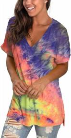 img 1 attached to Comfortable Women'S Casual Tunic Tops With V-Neck, Loose Fit, And Short Sleeves Perfect For Summer