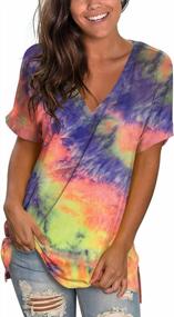 img 4 attached to Comfortable Women'S Casual Tunic Tops With V-Neck, Loose Fit, And Short Sleeves Perfect For Summer