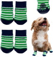 🐾 petsonik anti-slip dog socks: set of 4 paw protectors for indoor hardwood floors | small, medium & large dogs | green, medium логотип