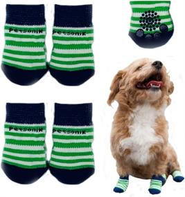 img 2 attached to 🐾 PETSONIK Anti-Slip Dog Socks: Set of 4 Paw Protectors for Indoor Hardwood Floors | Small, Medium & Large Dogs | Green, Medium