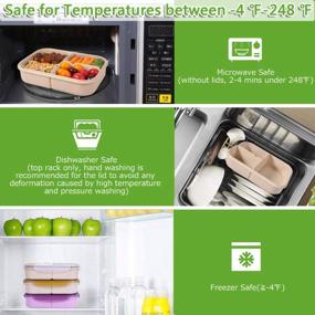 img 1 attached to Leak Proof Microwave Safe 3 Compartment Jeopace Bento Box For Adults & Kids - Flatware Included!