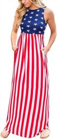 img 3 attached to Women'S USA American Flag Sleeveless Maxi Tank Dress - Star Striped Print Summer Casual