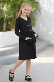 img 2 attached to GORLYA Girls' Dresses with 👗 Sleeve Button Pockets for GOR1018 Clothing