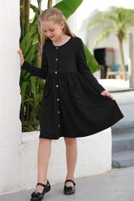 img 1 attached to GORLYA Girls' Dresses with 👗 Sleeve Button Pockets for GOR1018 Clothing