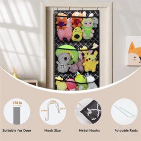 img 1 attached to 🧸 Stuffed Animals Storage Organizer by Tovve - Over the Door, Baby Accessories and Kids Toys Organizer with 4 Large Pockets for Kids Room, Bathroom, Nursery