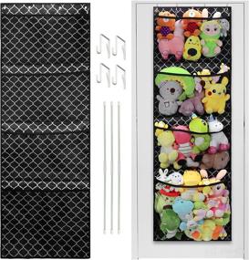 img 4 attached to 🧸 Stuffed Animals Storage Organizer by Tovve - Over the Door, Baby Accessories and Kids Toys Organizer with 4 Large Pockets for Kids Room, Bathroom, Nursery