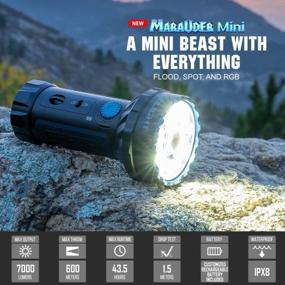 img 3 attached to OLIGHT Marauder Mini High-Performance Flashlight With 7,000 Lumens And 600 Meter Beam Distance - RGB Lighting, Magnetic Rechargeable For Outdoor, Hunting And Search (Black)