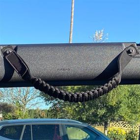 img 1 attached to Enhance Your Ford Bronco's Interior with Cartaoo Premium Paracord Roll Bar Grab Handles - Black 2Pcs