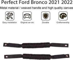 img 3 attached to Enhance Your Ford Bronco's Interior with Cartaoo Premium Paracord Roll Bar Grab Handles - Black 2Pcs