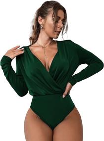 img 2 attached to Romwe Womens Sleeve Bodysuit Jumpsuit Women's Clothing ~ Bodysuits