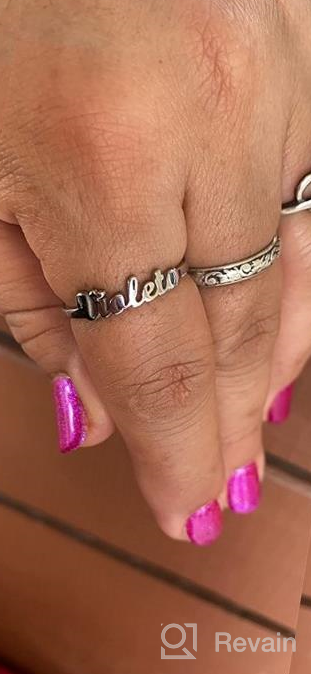 img 1 attached to Woman'S Custom Name Ring: Personalize With 1-3 Children'S Names, Dainty Sterling Silver Statement Jewelry For Mother'S Day, Birthday, Or Anniversary Gifts review by Aaron Vazquez