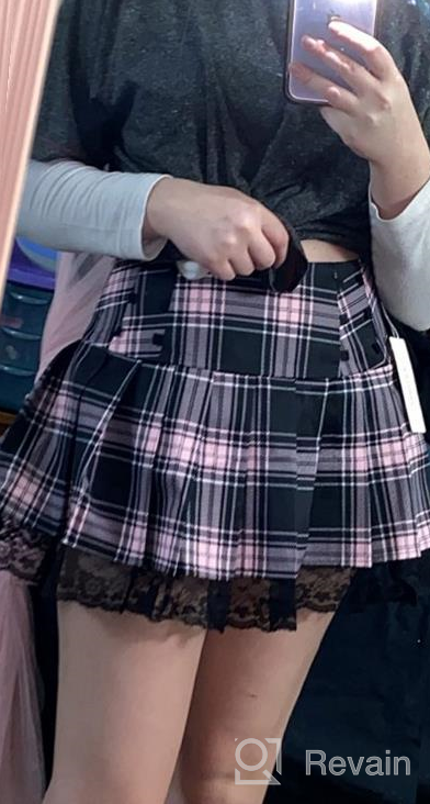 img 1 attached to 👗 Seyurigaoka Gothic A-Line Mini Skirt with Fashion Lace, Mesh Patchwork, Pleated Design, and Bowknot Detail - Y2K Streetwear for Girls review by Julie Lee