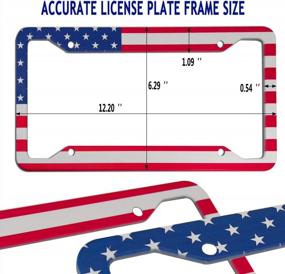 img 2 attached to Aootf USA Flag License Plate Frame- American Patriotic Auto Car Tag Holder Cover, 2 Pack Novelty Personalized Aluminum Bracket For Women, With Stainless Screw Bolts, Black Caps, Thin Blue Line Decals