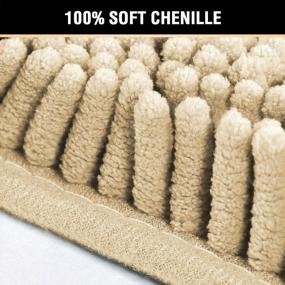 img 3 attached to Bathroom Rug H.VERSAILTEX | Non-Slip Bath Mat | Extra Thick Chenille | Absorbent 17" X 24" Soft Shaggy | Machine Washable | Quick-Drying Plush Beige Rugs For Bathtubs