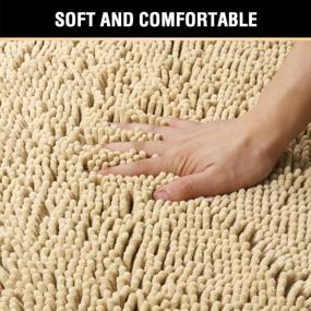 img 2 attached to Bathroom Rug H.VERSAILTEX | Non-Slip Bath Mat | Extra Thick Chenille | Absorbent 17" X 24" Soft Shaggy | Machine Washable | Quick-Drying Plush Beige Rugs For Bathtubs
