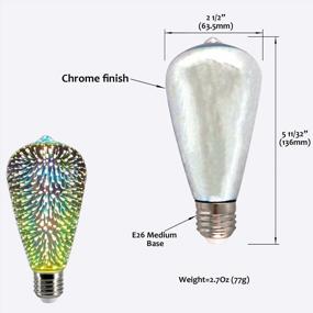 img 3 attached to Светодиодная лампа AmeriLuck Fairy, винтажный стиль Эдисона, водонепроницаемая для наружного использования (3D-фейерверк, ST64 2PK)