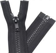 set of 2 #5 7-inch black separating jacket zippers - ideal for sewing coats and jackets - molded plastic bulk zippers logo